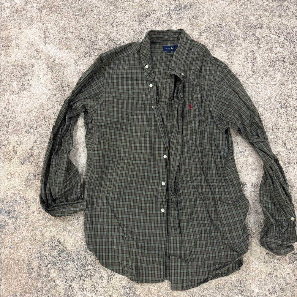 Ralph Lauren Olive Plaid Button-Down Shirt